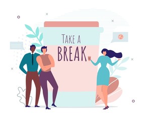 Take Brake Motivation Banner with Office People