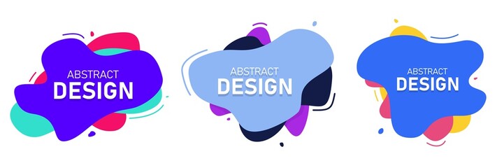 Set of modern abstract vector banners. Fluid organic colorful shapes. Abstract background. Memphis design style for use in web or print