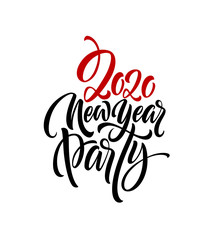 Happy New Year 2020. Lettering greeting inscription. Vector illustration