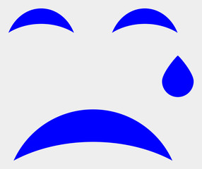 Crying smiley raster icon. Illustration contains flat crying smiley iconic symbol isolated on a white background.