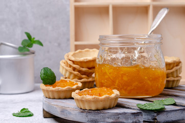 Tartlets with orange jam