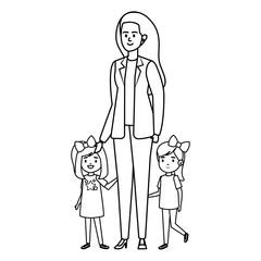 happy students girls with female teacher