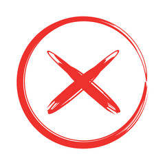 Obraz premium wrong mark red hand drawn sketch line vector