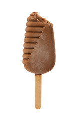 Chocolate ice cream on stick isolated on white
