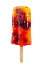 Rasberry orange fruits popsicle isolated on white