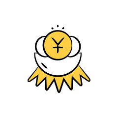 money in nest icon yellow hand drawn theme for passive income concept