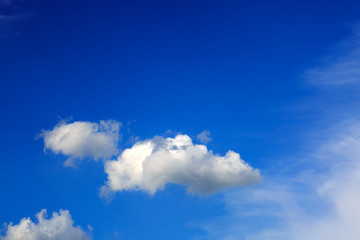 Clouds and blue sky background with copy space.