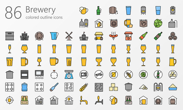 Brewery outline colored iconset