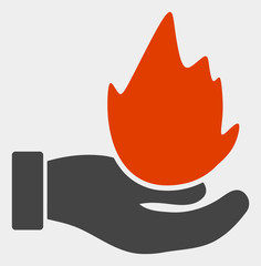 Burn hand v2 raster icon. Illustration contains flat burn hand v2 iconic symbol isolated on a white background.