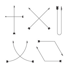 Fototapeta premium thin line bow arrows illustration set