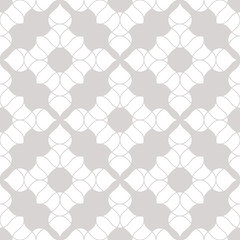 Subtle gray vector geometric seamless pattern with delicate flowers, lace, mesh