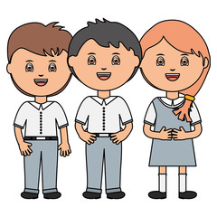 cute little students group characters
