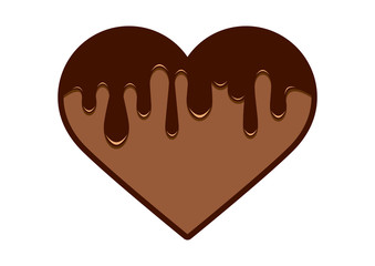 Chocolate Heart vector icon. Liquid chocolate heart icon. Chocolate Heart isolated on a white background