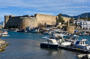 Fototapeta na wymiar Kyrenia Castle in Cyprus, view from the Old harbour