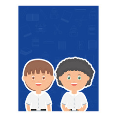 cute little students boys characters