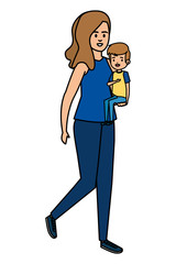 happy student boy with female teacher