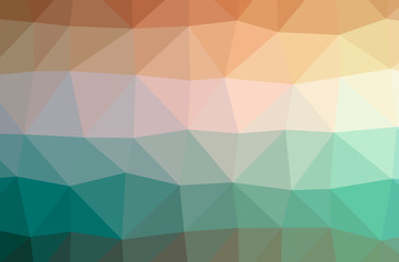 Illustration of abstract Blue, Green, Orange horizontal low poly background. Beautiful polygon design pattern.