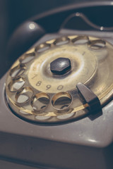 Close up of a vintage dial telephone.