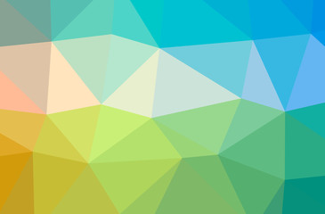 Illustration of abstract Blue, Green, Yellow horizontal low poly background. Beautiful polygon design pattern.