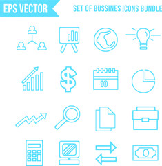 Set Of Bussines Blue Icons Bundle