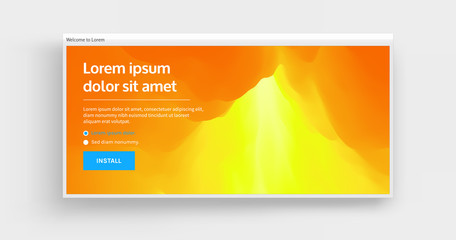 Naklejka premium Website or mobile app landing page. Volcano eruption. Landscape with mountains. Abstract background. Vector illustration.