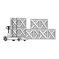 Merchandise wooden boxes piled up in black and white