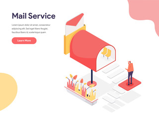 Mail Service Illustration Concept. Isometric design concept of web page design for website and mobile website.Vector illustration