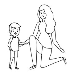 happy student boy with female teacher