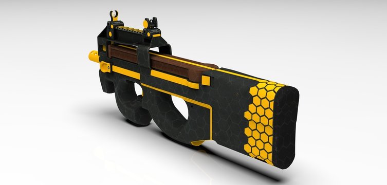 3D Render of a gun P90 isolated on white background