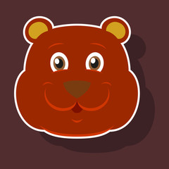 realistic paper sticker on theme funny animal bear