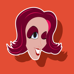 realistic paper sticker on theme humor clown woman