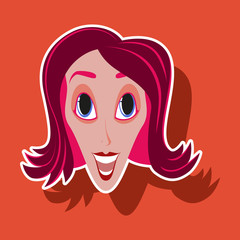 realistic paper sticker on theme humor clown woman