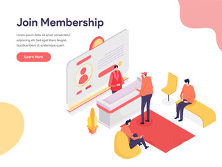 Membership Illustration Concept. Isometric design concept of web page design for website and mobile website.Vector illustration