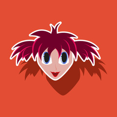 Fototapeta premium realistic paper sticker on theme humor clown woman