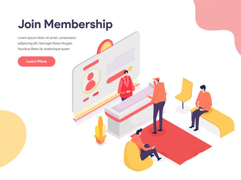 Membership Illustration Concept. Isometric design concept of web page design for website and mobile website.Vector illustration