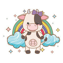 cow cartoon with bowtie design