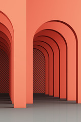 3d rendering arc rhythm in orange and grey color.