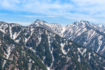 Snow mountain range at Tateyama Kurobe Alpine Route.