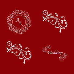 Wedding logos, hand drawn elegant, delicate monogram collection
