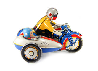 Motorcycle clockwork tin toy.