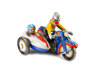 Motorcycle clockwork tin toy.