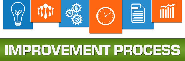 Improvement Process Business Symbols Green Blue Orange On Top 