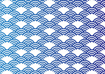青海波　文様　和風　背景　紺
