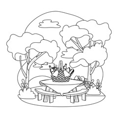 Picnic basket in forest design