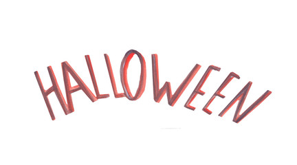 watercolor inscription Halloween on a white background