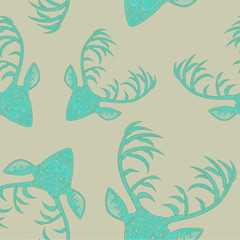 Deer heads seamless pattern