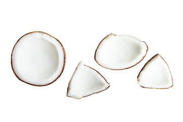 Slices of broken exotic coconut