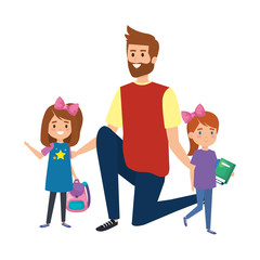 happy students girls with male teacher