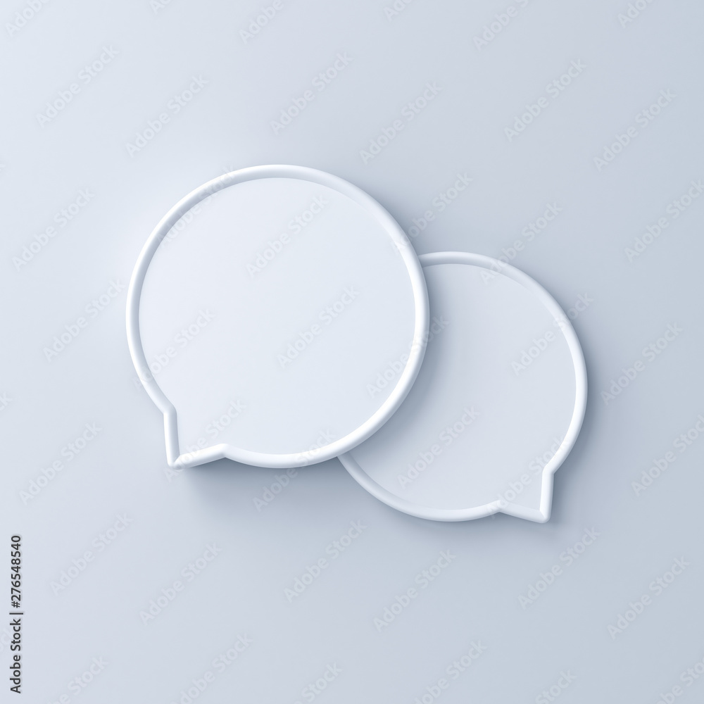 Poster Blank 3d speech bubbles isolated on white background with shadow 3D rendering