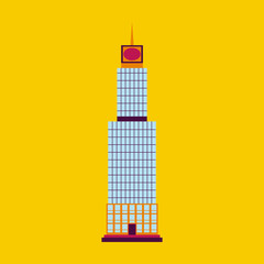 Vector illustration. Poster.Empire state building high-rise building, tourist attraction in the isometric perspective in New York. Cartoon style.